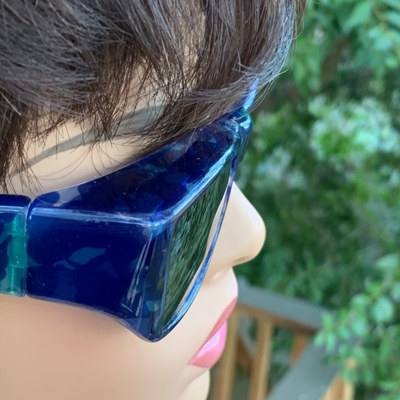 Jonathan Paul Blue Tortoise Chunky Rectangular Sunglasses